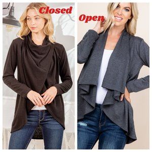 New Heimish U.S.A. Black Crossover Cardigan Wrap Long Sleeve Size 3XL